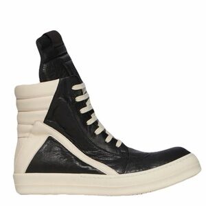 RICK OWENS Men's Geobasket Tumbled Leather High-Top Sneakers